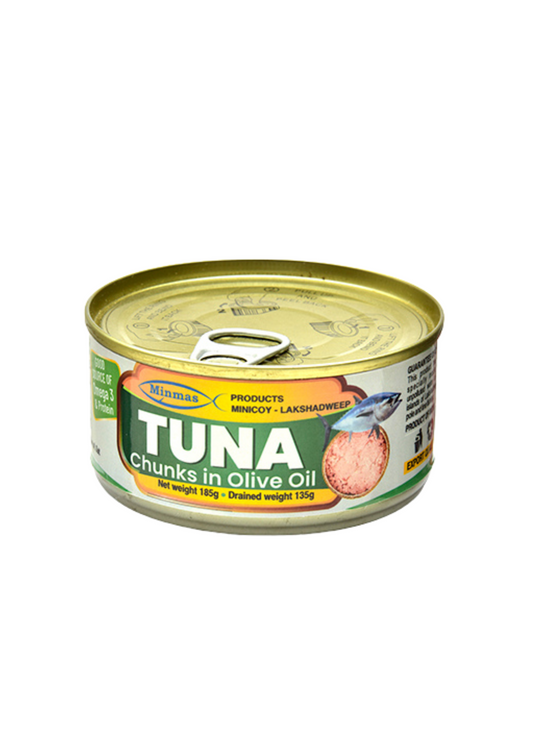 Minmas Tuna Chunks in Olive Oil, 185 Grams | Product of Lakshadweep