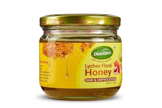 DineBites Raw & Unprocessed Lychee Floral Honey, 350 Grams