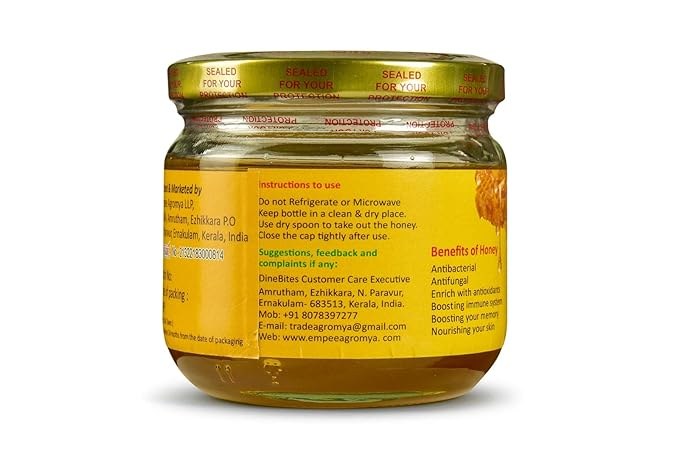 DineBites Raw & Unprocessed Lychee Floral Honey, 350 Grams