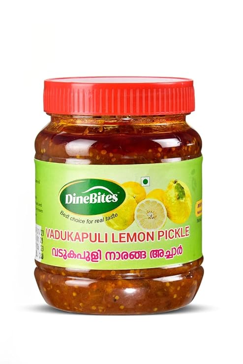 Dinebites Kerala Style Homemade Vadukapuli Lemon/Wild Lemon/Giant Bitter Lemon Pickle, 500 Grams
