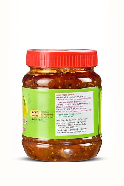 Dinebites Kerala Style Homemade Vadukapuli Lemon/Wild Lemon/Giant Bitter Lemon Pickle, 500 Grams