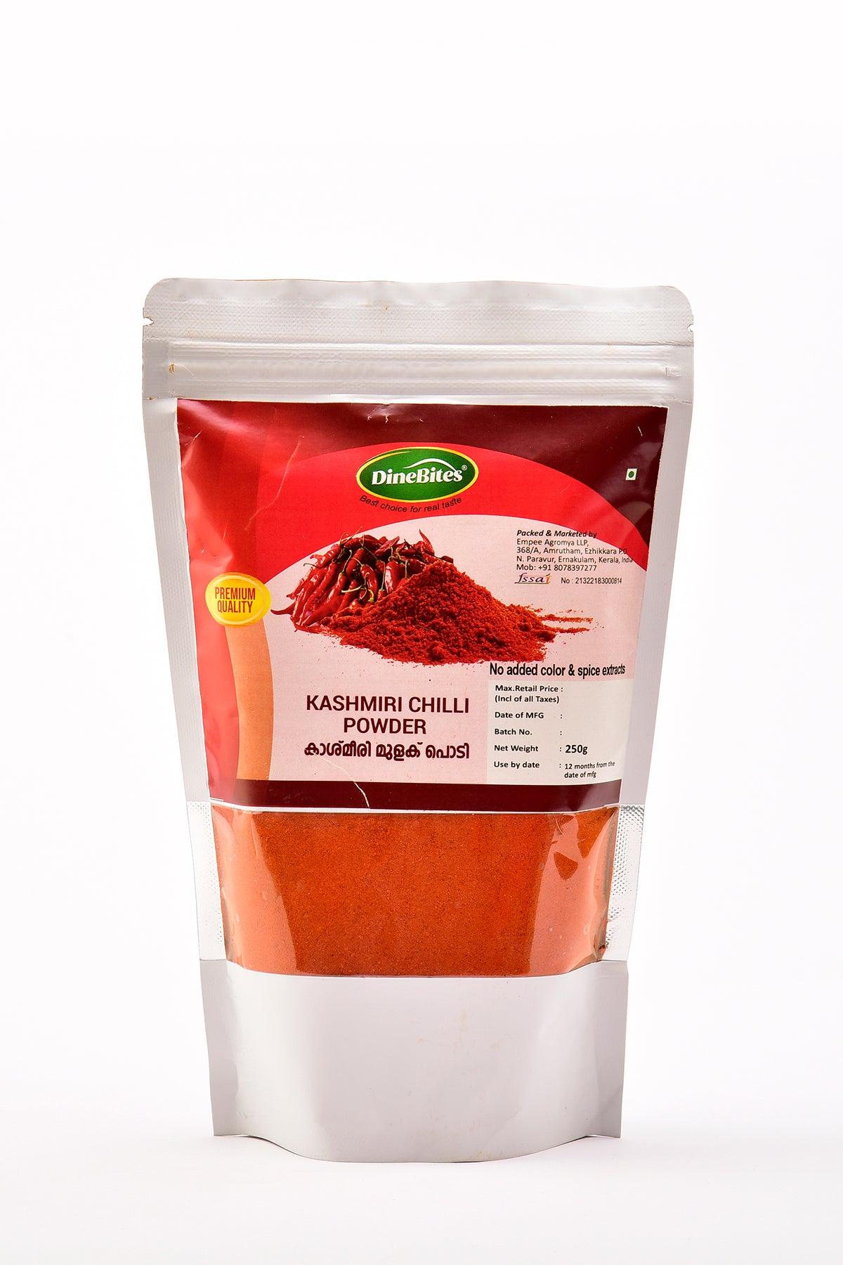 Dinebites Premium Kerala Kashmiri Red Chilli Powder Powder, 250 Grams