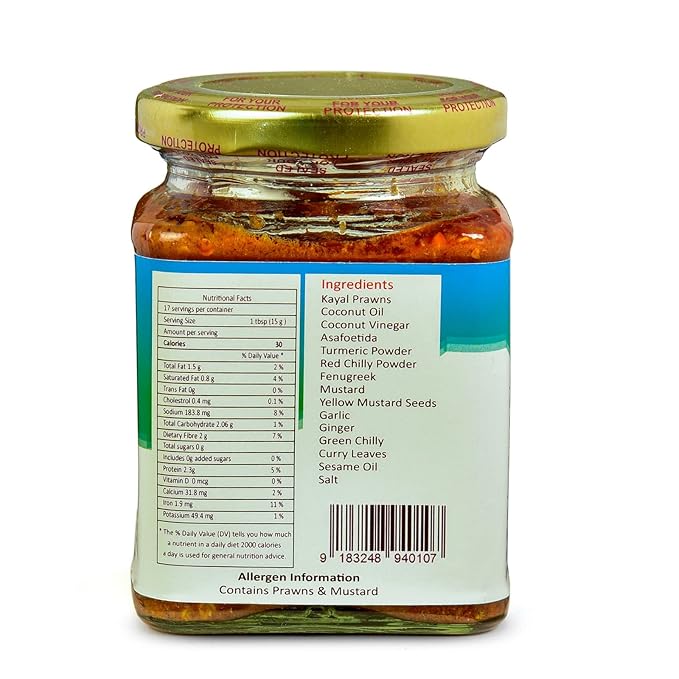 Dinebites Kerala Style Homemade Kayal Prawn Pickle, 500 Grams