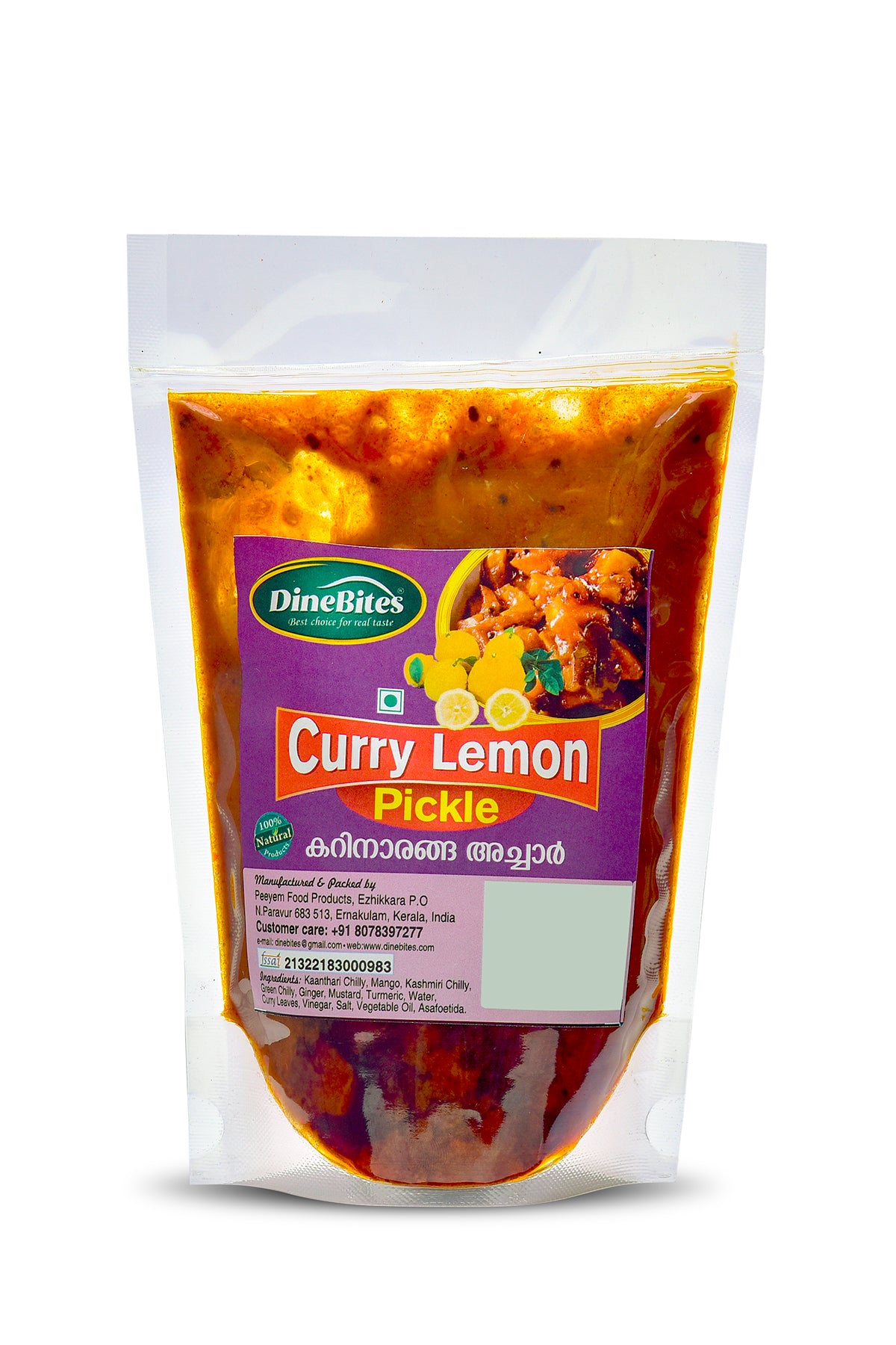 Dinebites Kerala Style Curry Lemon Pickle – 500 Grams