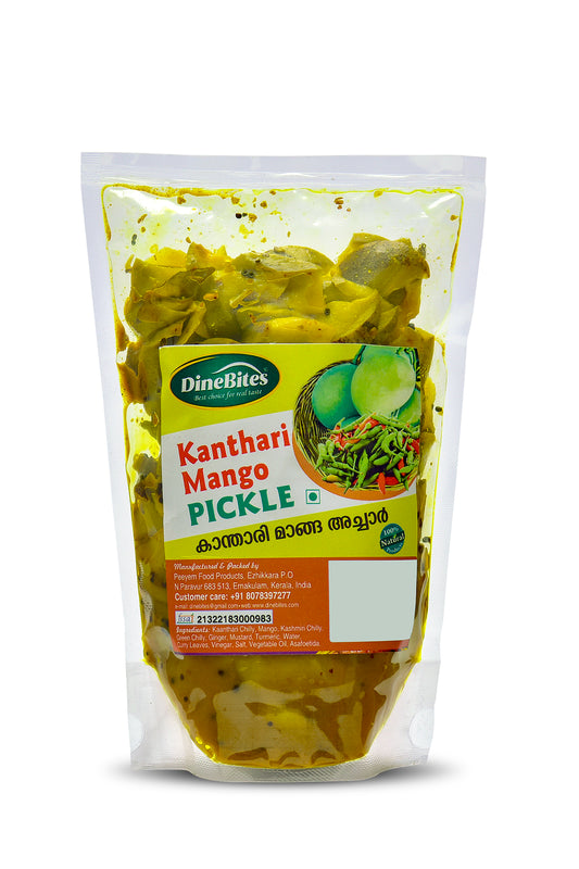 Dinebites Kanthari Mango Pickle - 500g | Authentic Kerala-Style Spicy Pickle