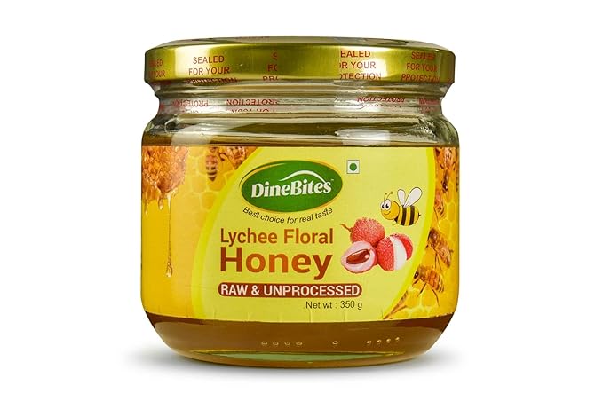 DineBites Raw & Unprocessed Lychee Floral Honey, 350 Grams