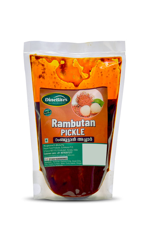 Dinebites Kerala Style Rambutan Pickle – 500g (Tangy & Spicy Tropical Delight)